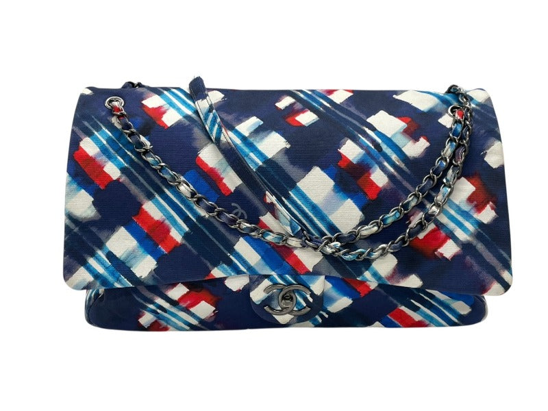 極美品 CHANEL シャネル エアライン キャンバス マルチカラー Wフラップ Wチェーンショルダーバッグ 22番台 中古 4b007318