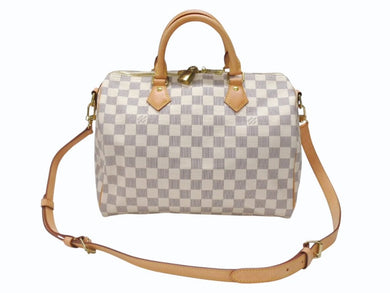 極美品 LOUIS VUITTON ルイヴィトン スピーディ バンドリエール30 ハンドバッグ N40592 ホワイト ブラウン ゴールド金具 中古 4b007323