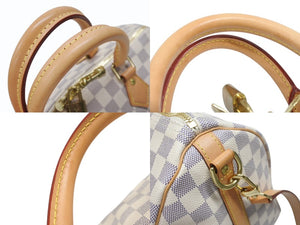 極美品 LOUIS VUITTON ルイヴィトン スピーディ バンドリエール30 ハンドバッグ N40592 ホワイト ブラウン ゴールド金具 中古 4b007323