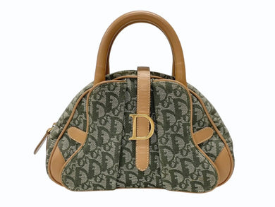Christian Dior クリスチャンディオール トロッター ダブルサドルバッグ ハンドバッグ PZ0601 カーキ キャンバス 美品 中古 4b007327