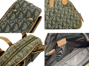 Christian Dior クリスチャンディオール トロッター ダブルサドルバッグ ハンドバッグ PZ0601 カーキ キャンバス 美品 中古 4b007327
