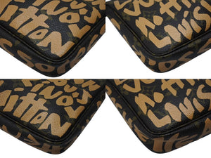 極美品 LOUIS VUITTON ルイヴィトン ポシェットアクセソワ―ル アクセサリーポーチ M92193 モノグラム グラフィティ ベージュ PVC レザー 中古 4b007329