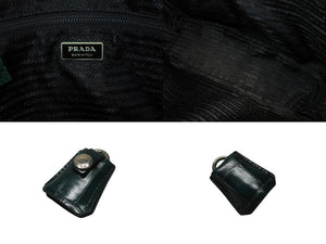 極美品 PRADA プラダ ハンドバッグ トートバッグ トライアングルロゴ クロコダイル型押しレザー グリーン シルバー金具 中古 4b007331