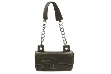 極美品 CHANEL シャネル クルーズライン ワンショルダーバッグ 8番台 ココマーク カーフスキン オリーブ シルバー金具 中古 4b007332