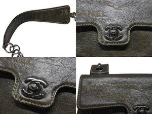 極美品 CHANEL シャネル クルーズライン ワンショルダーバッグ 8番台 ココマーク カーフスキン オリーブ シルバー金具 中古 4b007332