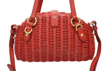画像をギャラリービューアに読み込む, 美品 MIUMIU ミュウミュウ ストロー 2WAYバッグ ハンドバッグ ショルダーバッグ 5BB075 ストロー レッド ゴールド金具 中古 4b007333