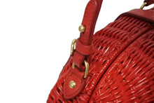 画像をギャラリービューアに読み込む, 美品 MIUMIU ミュウミュウ ストロー 2WAYバッグ ハンドバッグ ショルダーバッグ 5BB075 ストロー レッド ゴールド金具 中古 4b007333