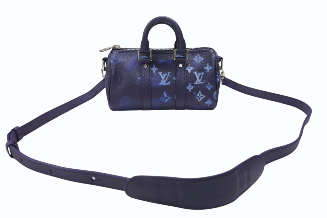 極美品 LOUIS VUITTON ルイヴィトン 2WAY ウォーターカラー モノグラム ブルー キーポルXS ミニハンドバッグ M57844 中古 4b007334