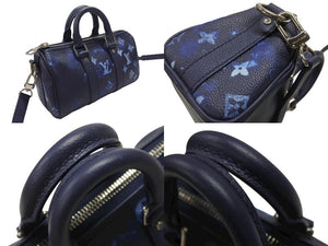 極美品 LOUIS VUITTON ルイヴィトン 2WAY ウォーターカラー モノグラム ブルー キーポルXS ミニハンドバッグ M57844 中古 4b007334