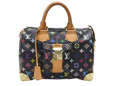 極美品 LOUIS VUITTON ルイヴィトン スピーディ30 ハンドバッグ M92642 モノグラム マルチカラー ブラック ゴールド金具 村上隆 中古 4b007335