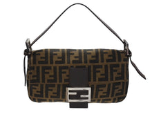 Load image into Gallery viewer, FENDI フェンディ マンマバケット ワンショルダーバッグ ズッカ柄 キャンバス レザー ブラウン シルバー金具 美品 中古 4b007338