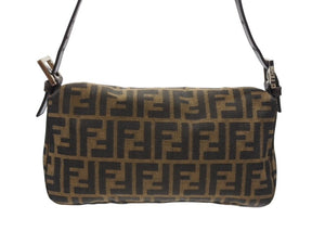 FENDI フェンディ マンマバケット ワンショルダーバッグ ズッカ柄 キャンバス レザー ブラウン シルバー金具 美品 中古 4b007344