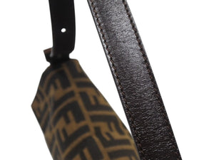FENDI フェンディ マンマバケット ワンショルダーバッグ ズッカ柄 キャンバス レザー ブラウン シルバー金具 美品 中古 4b007344