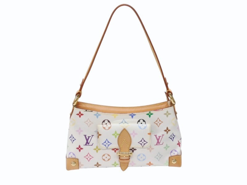 極美品 LOUIS VUITTON ルイヴィトン エライザ ワンショルダーバッグ M40098 村上隆 ホワイト モノグラムマルチカラー 中古 4b007345