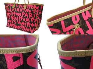 極美品 LOUIS VUITTON ルイヴィトン トートバッグ ネヴァーフルGM モノグラムグラフィティ フューシャ M93701 中古 4b007346