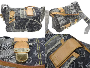 極美品 LOUISVUITTON ルイヴィトン パッチワーク ポスティ メッセンジャーバッグ M95375 モノグラムデニム グレー 中古 4b007347