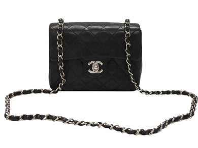 CHANEL シャネル ミニマトラッセ17 ショルダーバッグ ココマーク 4番台 ラムスキン ブラック シルバー金具 美品 中古 4b007351