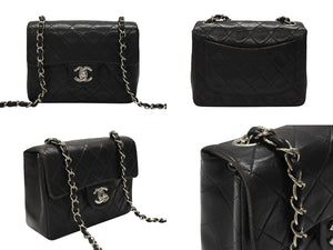 CHANEL シャネル ミニマトラッセ17 ショルダーバッグ ココマーク 4番台 ラムスキン ブラック シルバー金具 美品 中古 4b007351