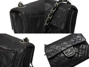 CHANEL シャネル ミニマトラッセ17 ショルダーバッグ ココマーク 4番台 ラムスキン ブラック シルバー金具 美品 中古 4b007351