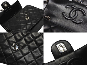 CHANEL シャネル ミニマトラッセ17 ショルダーバッグ ココマーク 4番台 ラムスキン ブラック シルバー金具 美品 中古 4b007351