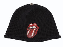 Load image into Gallery viewer, CHROME HEARTS クロムハーツ リップアンドタン ニットキャップ ビーニー カシミヤ レザー シルバー925 ブラック 美品 中古 4b007353
