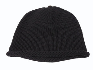 CHROME HEARTS クロムハーツ リップアンドタン ニットキャップ ビーニー カシミヤ レザー シルバー925 ブラック 美品 中古 4b007353