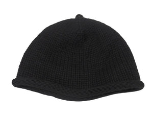 極美品 CHROME HEARTS クロムハーツ クロスパッチ ニットキャップ ビーニー カシミヤ レザー シルバー925 ブラック 中古 4b007354