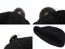 Load image into Gallery viewer, 極美品 CHROME HEARTS クロムハーツ クロスパッチ ニットキャップ ビーニー カシミヤ レザー シルバー925 ブラック 中古 4b007354