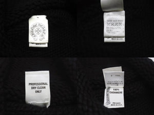 極美品 CHROME HEARTS クロムハーツ クロスパッチ ニットキャップ ビーニー カシミヤ レザー シルバー925 ブラック 中古 4b007354
