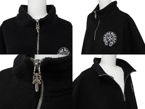 CHROME HEARTS クロムハーツ YKT U TARDY SWEEP HLF ZIP ダガーハーフジップフリース サイズXL ホースシュー ブラック 美品 中古 4b007355