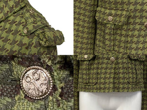 極美品 CHANEL シャネル ツイードジャケット P32181V18440 サイズ36 ココマーク グリーン ブラウン シルク リネン コットン 中古 4b007356