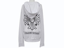 Load image into Gallery viewer, CHROME HEARTS クロムハーツ クロスプリント プルオーバーフーディー パーカー サイズS ホワイト 美品 中古 4b007357