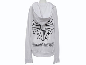CHROME HEARTS クロムハーツ クロスプリント プルオーバーフーディー パーカー サイズS ホワイト 美品 中古 4b007357