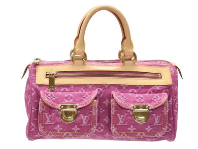 極美品 LOUIS VUITTON ルイヴィトン ネオスピーディ ハンドバッグ M95214 モノグラムデニム ゴールド金具 ピンク 中古 4b007360