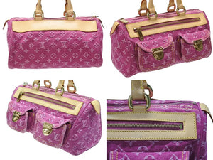 極美品 LOUIS VUITTON ルイヴィトン ネオスピーディ ハンドバッグ M95214 モノグラムデニム ゴールド金具 ピンク 中古 4b007360