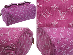 極美品 LOUIS VUITTON ルイヴィトン ネオスピーディ ハンドバッグ M95214 モノグラムデニム ゴールド金具 ピンク 中古 4b007360