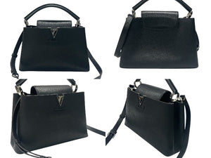 LOUIS VUITTON ルイヴィトン カプシーヌPM M42242 2WAY ハンドバッグ トリヨンレザー ノワール フューシャ 美品 中古 4b007361