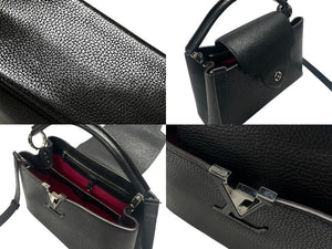 LOUIS VUITTON ルイヴィトン カプシーヌPM M42242 2WAY ハンドバッグ トリヨンレザー ノワール フューシャ 美品 中古 4b007361