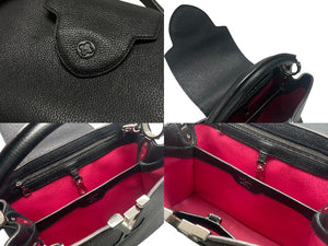 LOUIS VUITTON ルイヴィトン カプシーヌPM M42242 2WAY ハンドバッグ トリヨンレザー ノワール フューシャ 美品 中古 4b007361