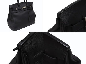 新品同様 オーダー品 HERMES エルメス ハンドバッグ オータクロア40 ブラック Y刻印 トゴ マット金具 中古 4b007362