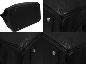 新品同様 オーダー品 HERMES エルメス ハンドバッグ オータクロア40 ブラック Y刻印 トゴ マット金具 中古 4b007362