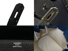 Load image into Gallery viewer, 極美品 HERMES エルメス ハンドバッグ オータクロア50 ネイビー×ブラック トワルキャントゴ シルバー金具 ◽︎I刻印 中古 4b007363