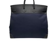 Load image into Gallery viewer, 極美品 HERMES エルメス ハンドバッグ オータクロア50 ネイビー×ブラック トワルキャントゴ シルバー金具 ◽︎I刻印 中古 4b007363