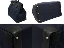 Load image into Gallery viewer, 極美品 HERMES エルメス ハンドバッグ オータクロア50 ネイビー×ブラック トワルキャントゴ シルバー金具 ◽︎I刻印 中古 4b007363