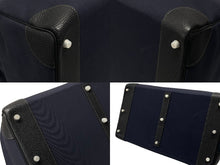 Load image into Gallery viewer, 極美品 HERMES エルメス ハンドバッグ オータクロア50 ネイビー×ブラック トワルキャントゴ シルバー金具 ◽︎I刻印 中古 4b007363