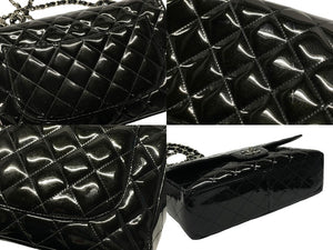 CHANEL シャネル デカマトラッセ30 Sフラップ Wチェーンショルダーバッグ 19番台 A58600 パテントレザー ブラック 美品 中古 4b007364