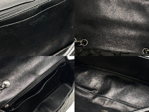 CHANEL シャネル デカマトラッセ30 Sフラップ Wチェーンショルダーバッグ 19番台 A58600 パテントレザー ブラック 美品 中古 4b007364