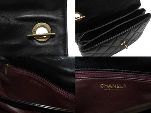 CHANEL シャネル マトラッセ トップハンドル フラップバッグ 20番台 A92236 カーフスキン ブラック ゴールド金具 美品 中古 4b007365
