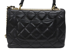 CHANEL シャネル マトラッセ トップハンドル フラップバッグ 20番台 A92236 カーフスキン ブラック ゴールド金具 美品 中古 4b007365