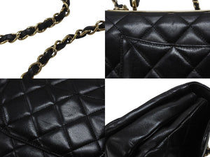 CHANEL シャネル マトラッセ トップハンドル フラップバッグ 20番台 A92236 カーフスキン ブラック ゴールド金具 美品 中古 4b007365
